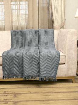 Saral Home - Chevron Sofa Throw Grey