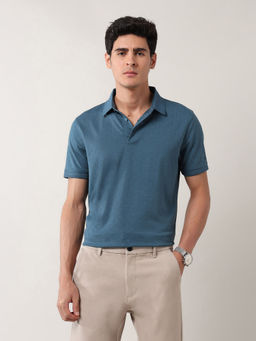 Arrow - Men's Textured Pure Cotton Polo T-shirt