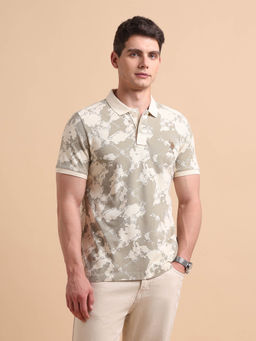 U.S. Polo Assn. Denim Co. - Men's Abstract Printed Pure Cotton Polo T-shirt