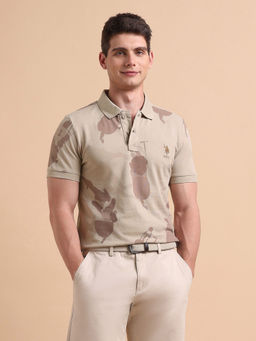 U.S. Polo Assn. Denim Co. - Men's All-Over Printed Pure Cotton Polo T-shirt