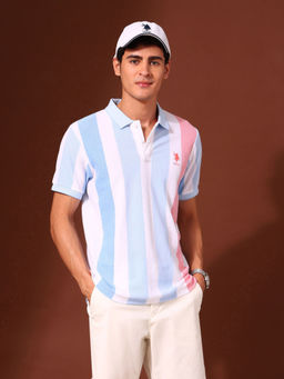 U.S. POLO ASSN. - Association Men's Vertical Striped Work and Wander Polo T-shirt