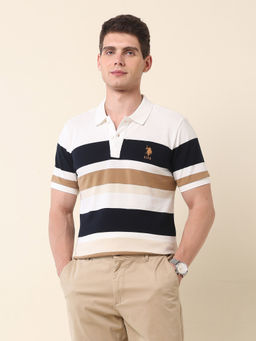 U.S. POLO ASSN. - Association Men's Horizontal Colorblock Gold Cup Polo T-shirt