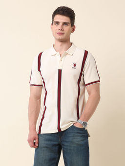 U.S. POLO ASSN. - Association Men's Vertical Striped Gold Cup Polo T-shirt