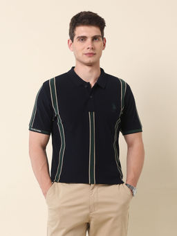 U.S. POLO ASSN. - Association Men's Vertical Striped Gold Cup Polo T-shirt