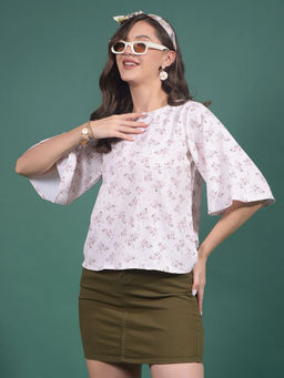 CRIMSOUNE CLUB - Women White Polyester Round Neck Top