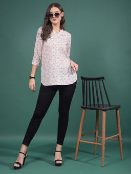 CRIMSOUNE CLUB - Women Pink Lyocell Blend Mandarin Neck Top