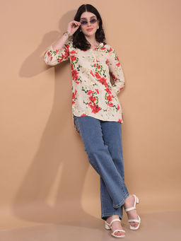 CRIMSOUNE CLUB - Women Red Lyocell Blend Collar Neck Top