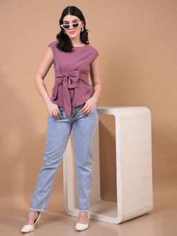 CRIMSOUNE CLUB - Women Purple Polyester Round Neck Top