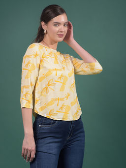 CRIMSOUNE CLUB - Women Mustard Lyocell Round Neck Top