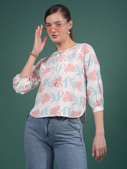 CRIMSOUNE CLUB - Women Multi-Color Viscose Blend Round Neck Top