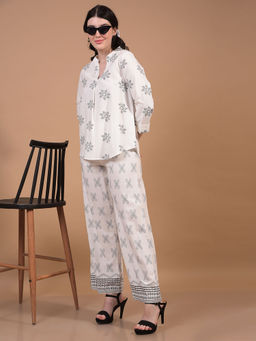 CRIMSOUNE CLUB - Women White Viscose Blend Mandarin Neck Top