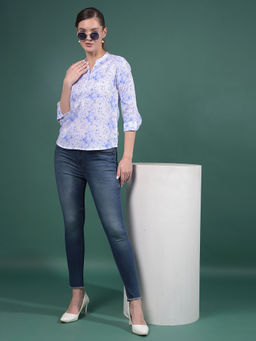 CRIMSOUNE CLUB - Women Purple Lyocell Blend Mandarin Neck Top