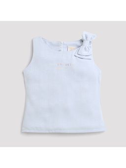 TINY GIRL - Regular Self Design Top Powder Blue
