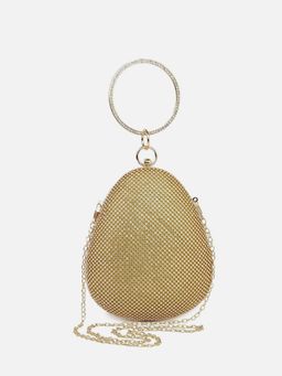 Haute Sauce - Women Golden Embellished Oval Clutch
