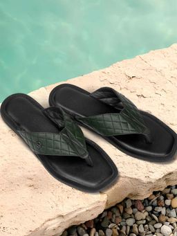 Metro - Mens Green Open Casual - Slippers with Flat sole