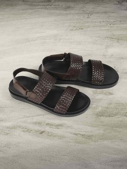 Metro - Mens Brown Woven finish Back Strap closure Casual - Sandals with Flat sole