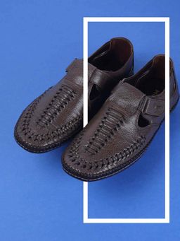 Mochi - Mens Brown Slip On closure Casual - Sandals with Flat sole