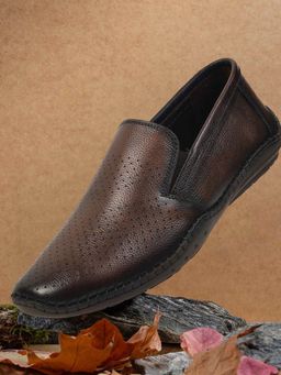 Metro - Mens Brown Slip On closure Loafers - Slip On