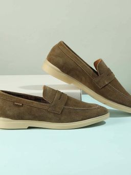 Mochi - Mens Olive Slip On closure Casual - Slip On with Flat sole Loafers