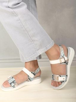 Carlton London - Women Blue Adjustable Strap Comfort Sandals