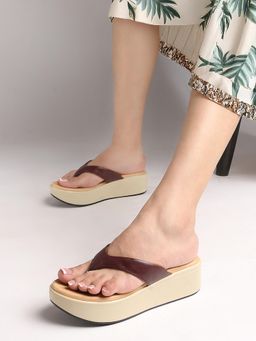 Carlton London - Women Maroon Adjustable Strap Comfort Sandals