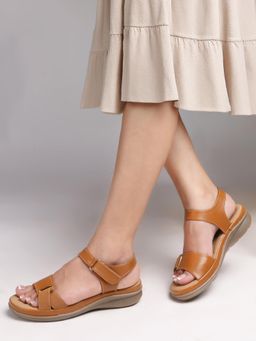 Carlton London - Women Khaki Adjustable Comfort Sandals