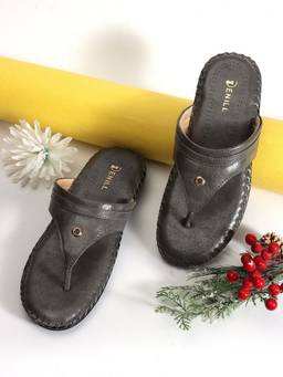 DENILL - Grey Synthetic Leather Flats