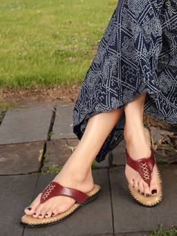 DENILL - Maroon Synthetic Leather Flats