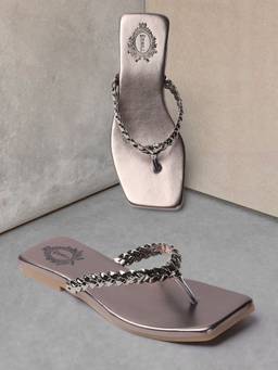 DENILL - Grey Synthetic Leather Flats