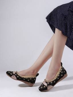 DENILL - Black Fabric Ballerinas