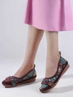DENILL - Brown Fabric Ballerinas