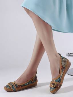 DENILL - Tan Fabric Ballerinas