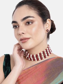 Peora - Matte Gold Finished Fancy Red Green Floral Leaf Designer Bangle Set & Girls