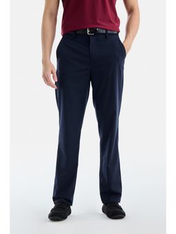 Snitch - Navy Blue Self-Design Regular Casual Trouser for Men