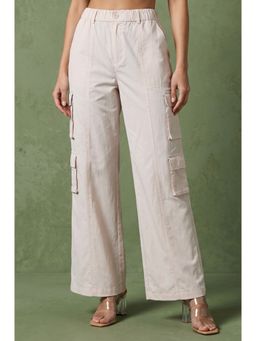 Elleven - Off White Pure Cotton Mid Rise Ankle Length Pant