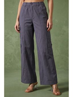 Elleven - Grey Pure Cotton Mid Rise Ankle Length Pant