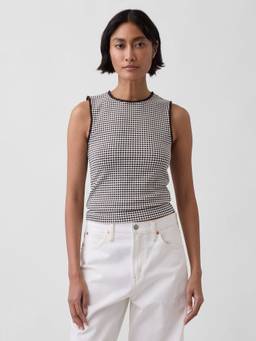 GAP - Black Gingham Slim Fit Top