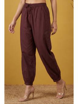 Elleven - Maroon Mid Rise Ankle Length Joggers