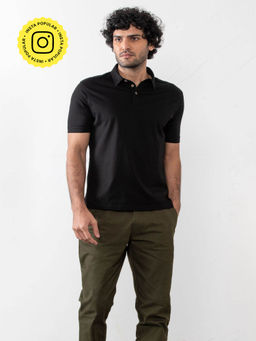 Creatures of Habit - Pima Jersey Polo Carbon Black T-Shirt