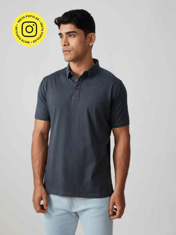 Creatures of Habit - Pima Jersey Polo Charcoal T-Shirt
