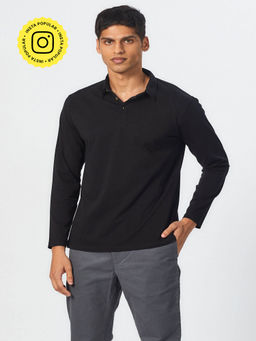 Creatures of Habit - Pima Polo Long Sleeve Carbon Black T-Shirt