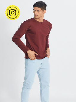 Creatures of Habit - Pima Crew Long Sleeve Port Maroon T-Shirt