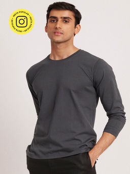 Creatures of Habit - Pima Crew Long Sleeve Charcoal T-Shirt