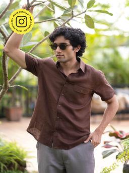 Creatures of Habit - Linen Shirt Short Sleeve Tree Trunk Brown