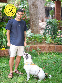 Creatures of Habit - Navy Blue Linen Bandhgala Shirt