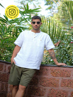 Creatures of Habit - Linen Bandhgala Shirt Pearl White