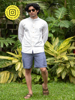 Creatures of Habit - Egyptian Cotton Bandhgala Shirt Cream Melange