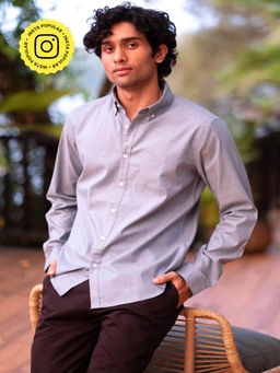 Creatures of Habit - Egyptian Cotton Button-Down Shirt Light Grey