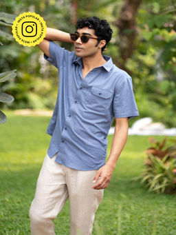Creatures of Habit - Egyptian Cotton Shirt | Short Sleeve Cornflower Blue