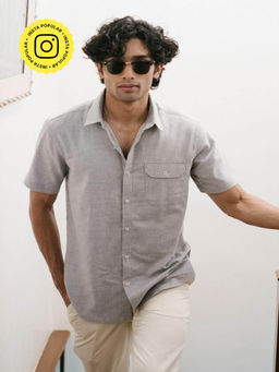Creatures of Habit - Egyptian Cotton Shirt | Short Sleeve Light Grey